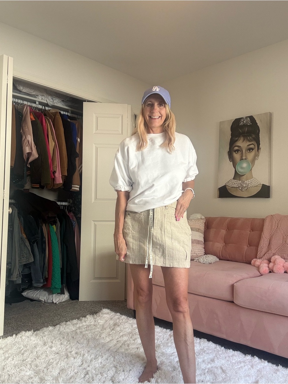 Free People NWT button fly Beige Drawstring Mini Skirt